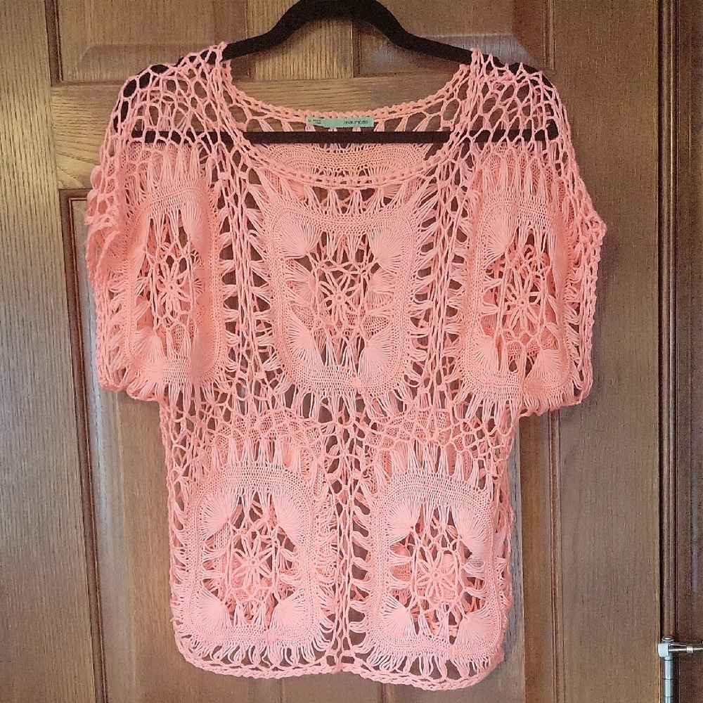 Pink Crochet Knit Top